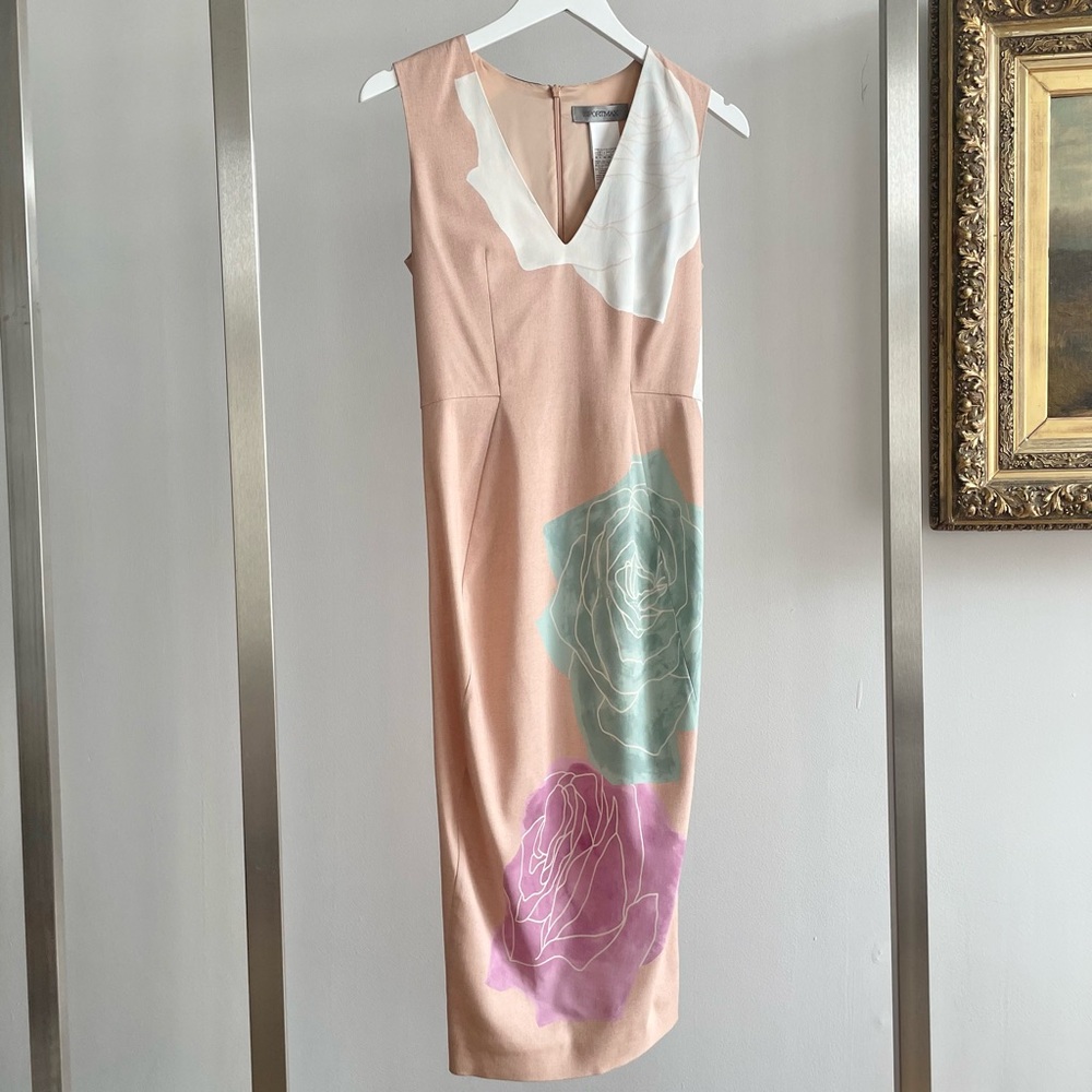 Sportmax (MaxMara) 2015 Cruise Floral Viscose Crepe Sleeveless Midi Dress